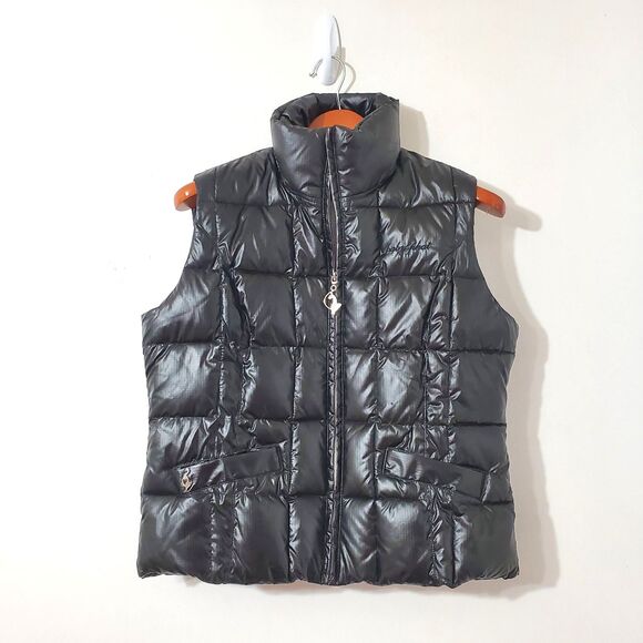 Baby Phat Womens Sz Large Black Puffer Vest Jacket Vintage 90s Y2K Poly Fill - Picture 1 of 10